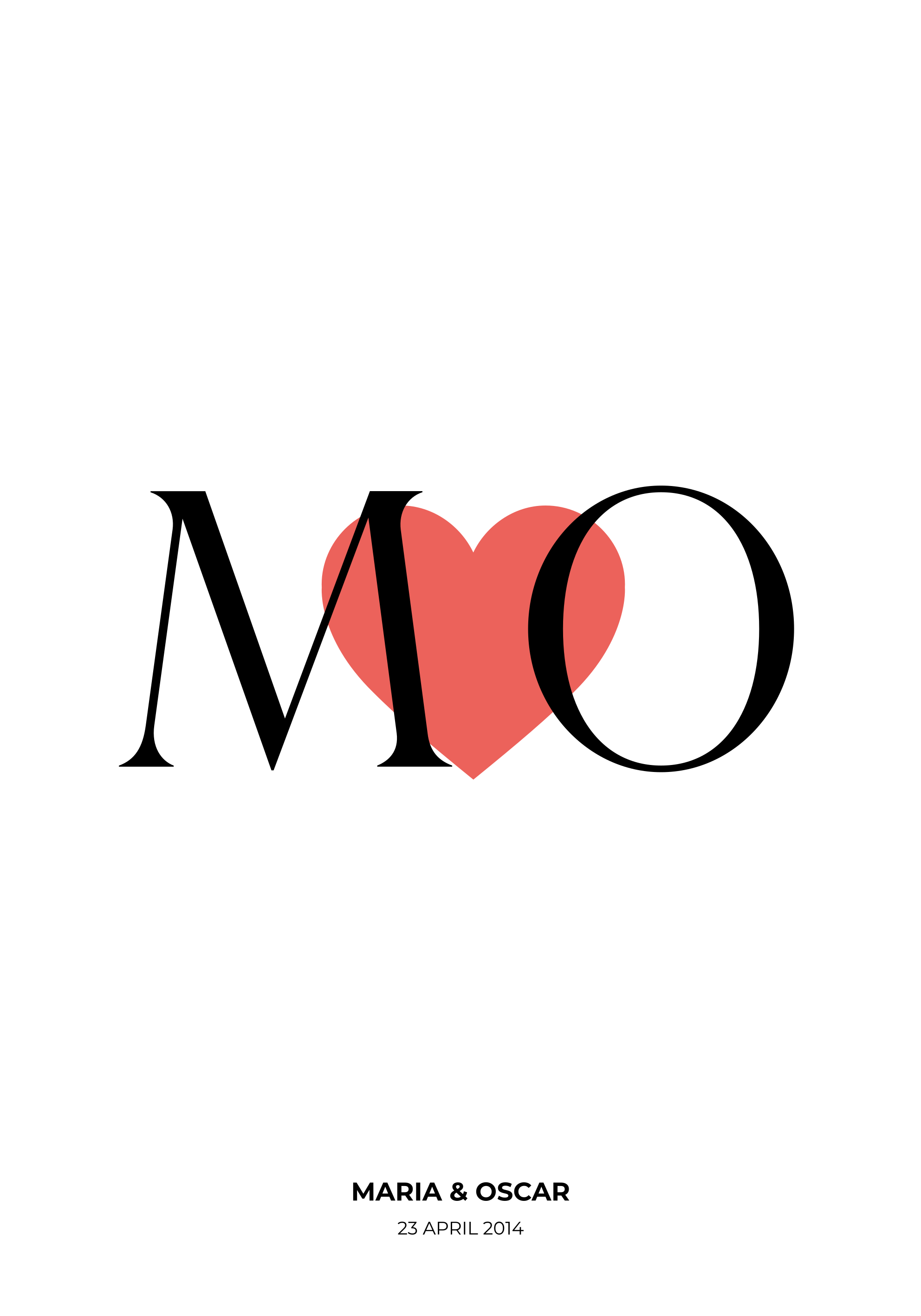 Poster per fidanzati iniziali personalizzabili - TenStickers