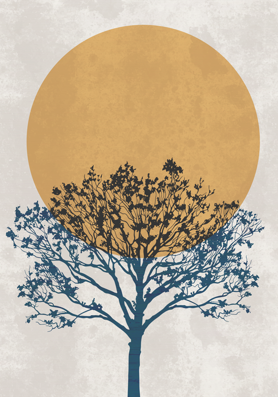 Poster con l'albero e il sole - TenStickers