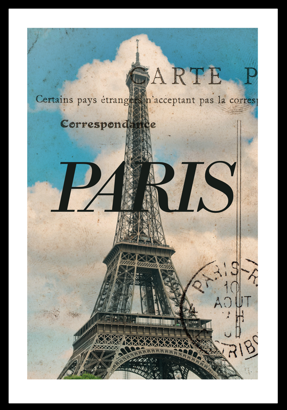 Poster salotto carta postale di Parigi - TenStickers