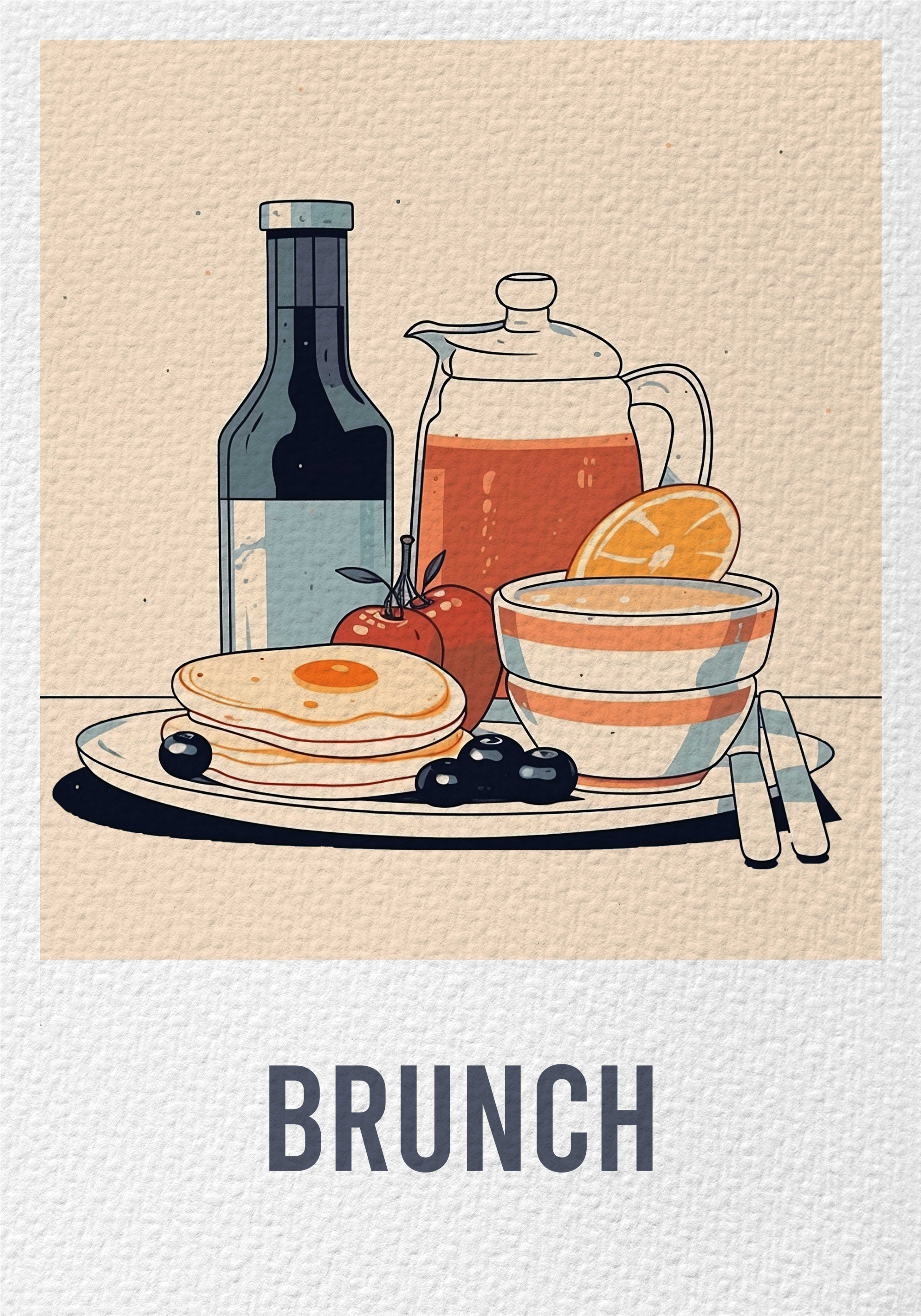 Poster murale design Brunch - TenStickers