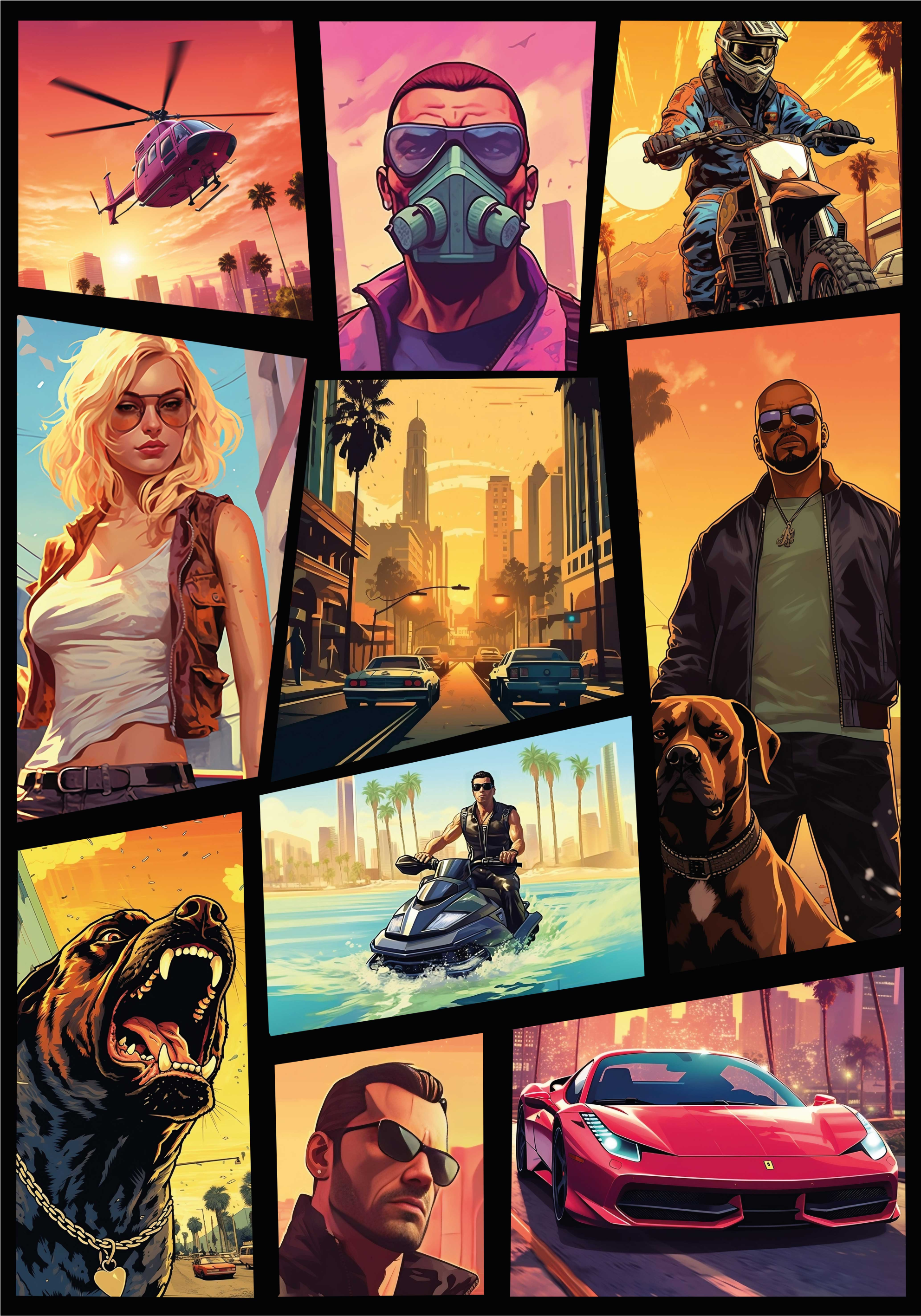 Poster camera ragazzi collage di avventura e azione - TenStickers