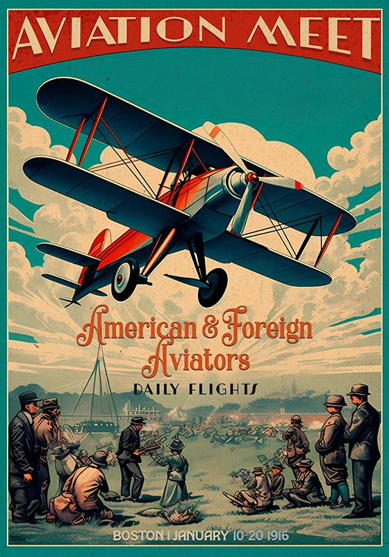 Poster retrò incontro di aviazione - TenStickers