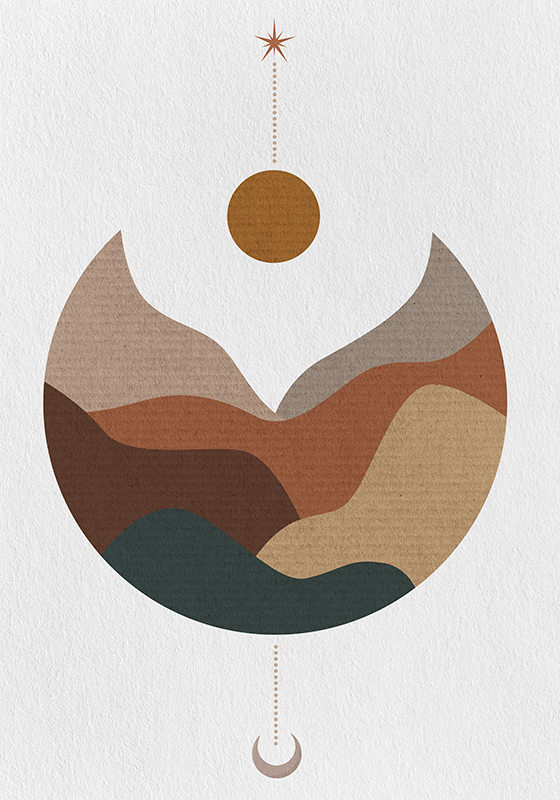 Poster tramonto minimalista e montagne - TenStickers