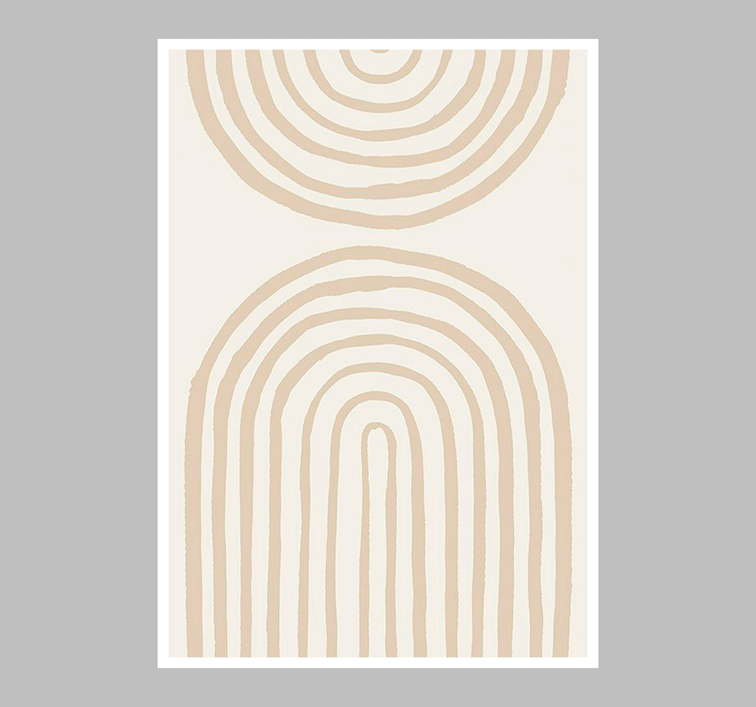 Poster astratto linee morbide in beige - TenStickers