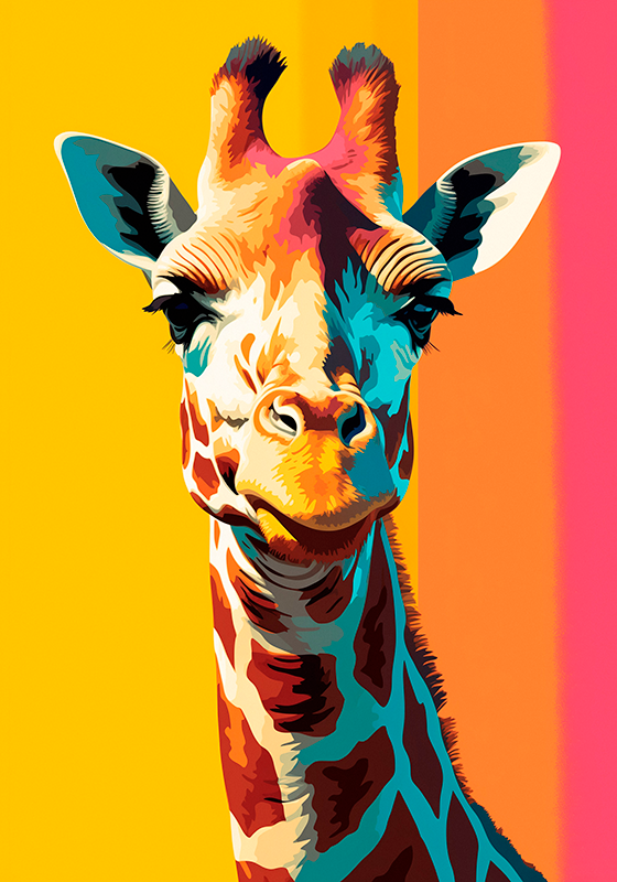 Poster pop art ritratto di giraffa - TenStickers