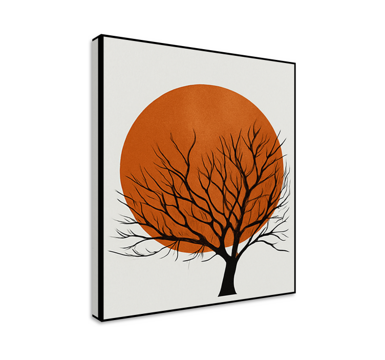 Quadro con alberi silhouette del tramonto dorato - TenStickers