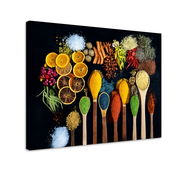 Quadro cucina cucchiaio di legno con spezie - TenStickers