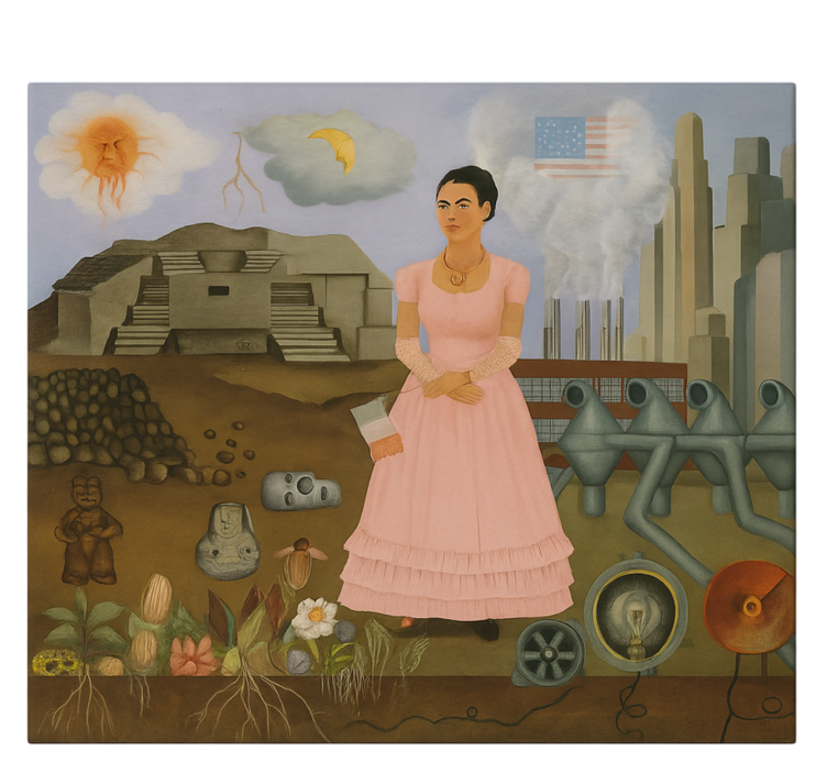 Dipinto arte frida khalo al confine - TenStickers