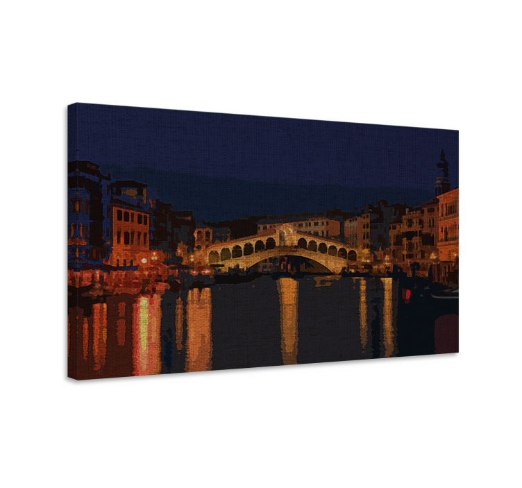 Quadro città e paesi riflessione del ponte illuminato - TenStickers