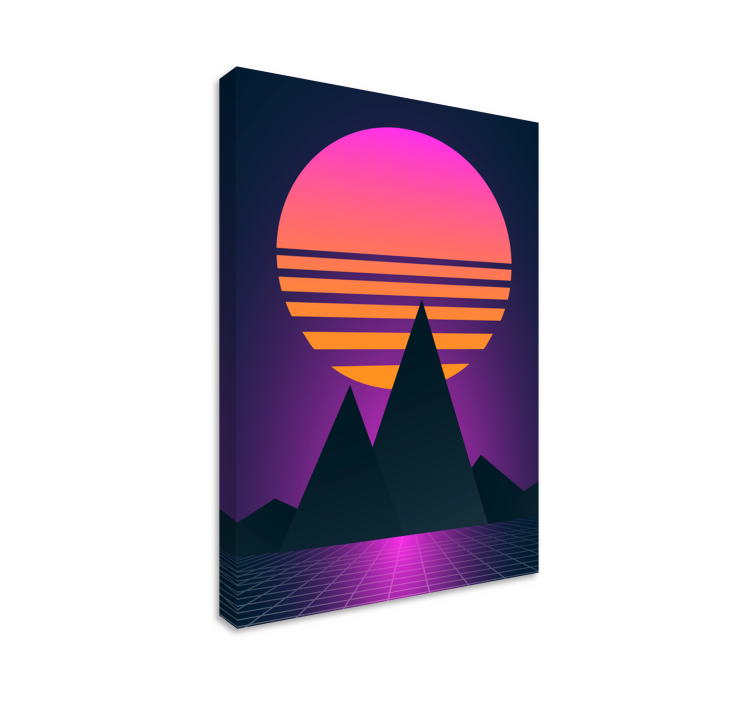 Quadro vintage tramonto di synthwave - TenStickers
