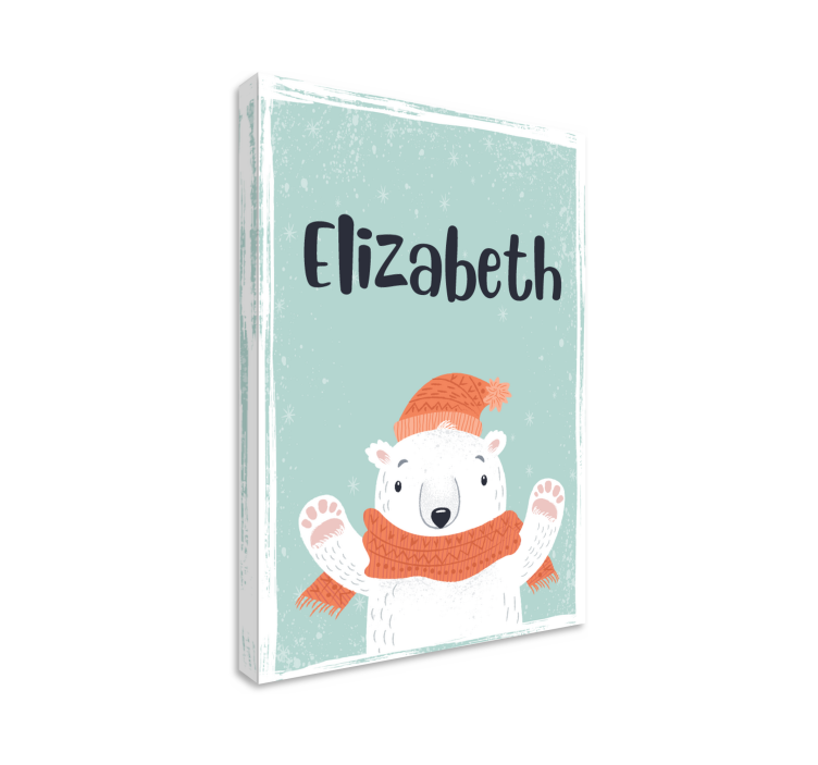Quadro personalizzabile Nome carino con orso polare - TenStickers