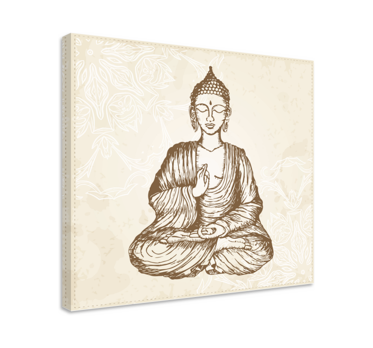 Quadro buddha Buda vintage floreale - TenStickers