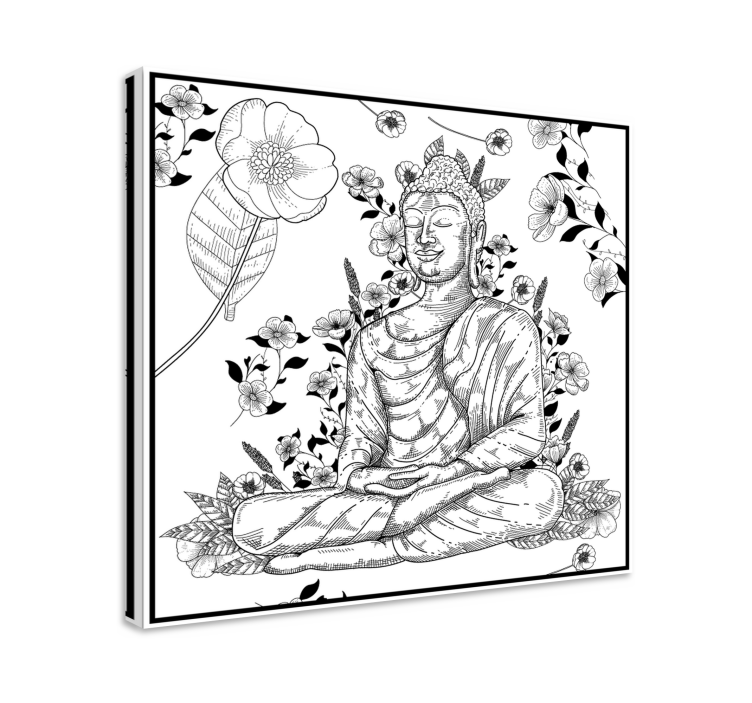 Dipinto buddha armonia floreale del buddha - TenStickers