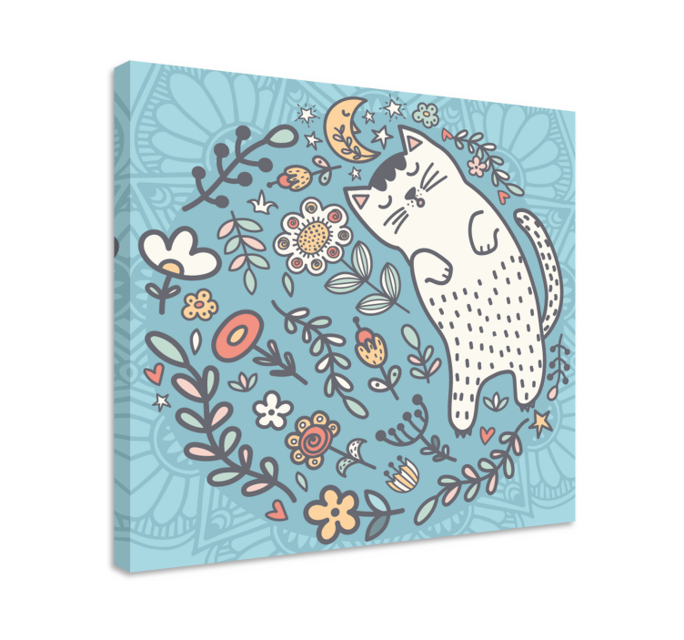 Quadro con struttura circolare e gatto - TenStickers