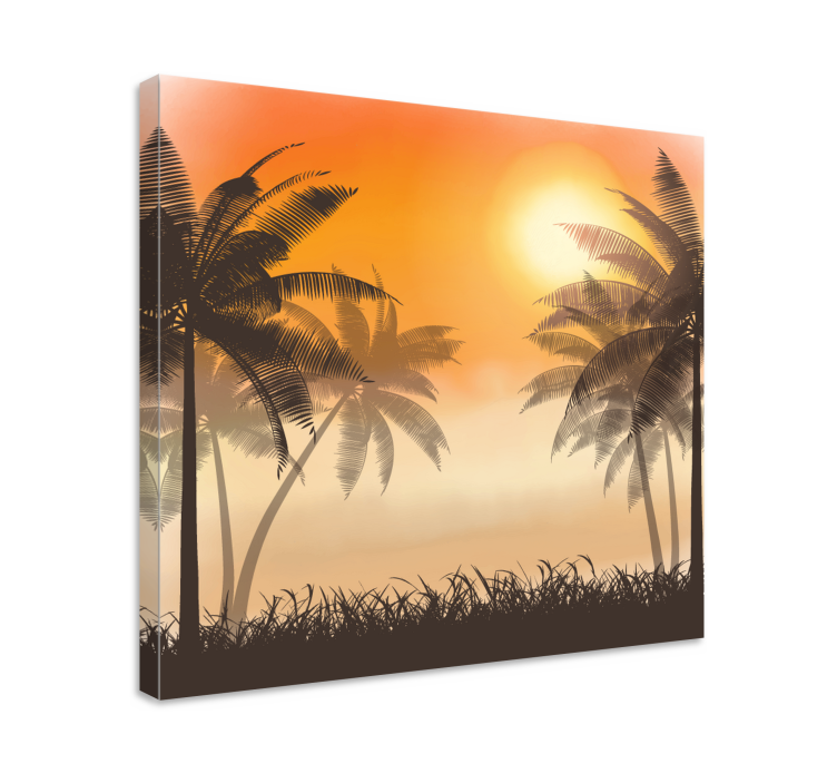 Quadro paesaggio atmosfera di tramonto tropicale - TenStickers