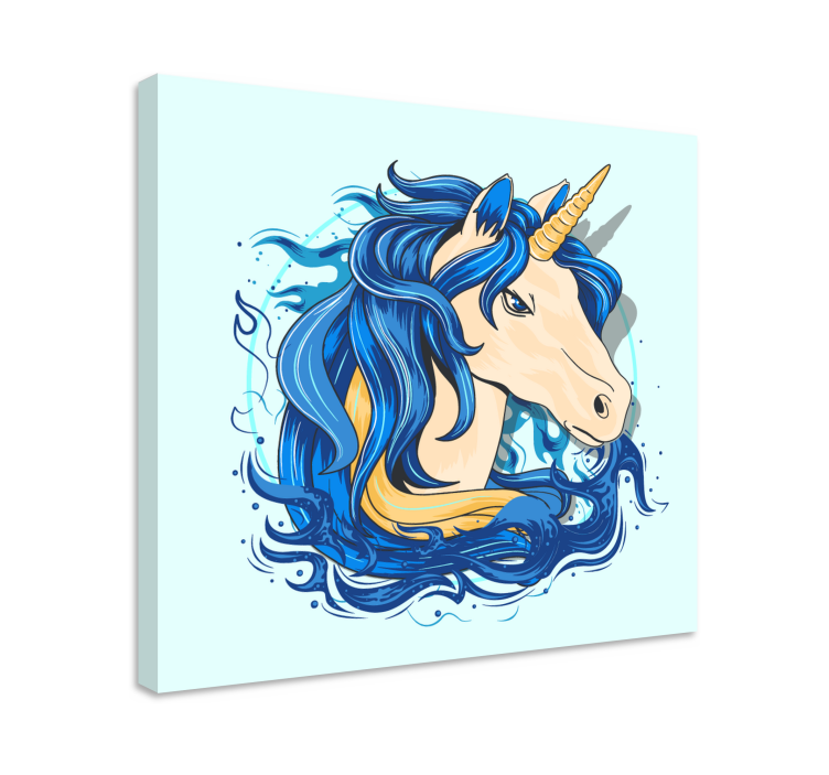 Quadro unicorno Veri unicorni nei toni del blu - TenStickers