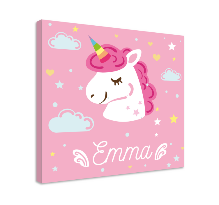 Quadro unicorno Unicorni rosa con nome - TenStickers