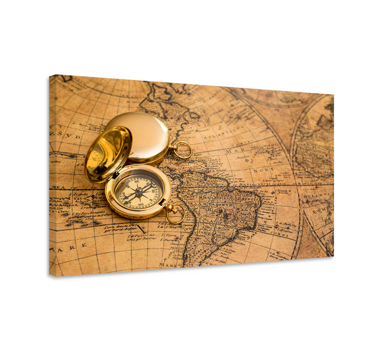Quadro mappamondo bussole e mappa antica - TenStickers