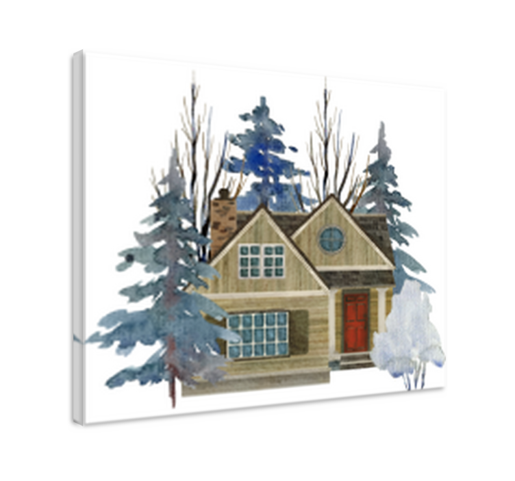 Quadro con casa effetto acquerello - TenStickers