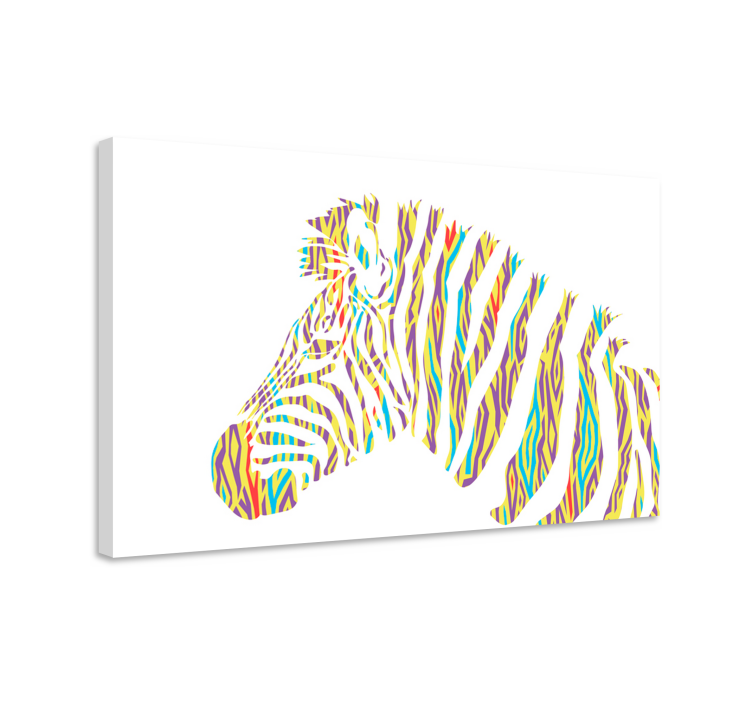 Quadro con animali e insetti testa di zebra colorata - TenStickers