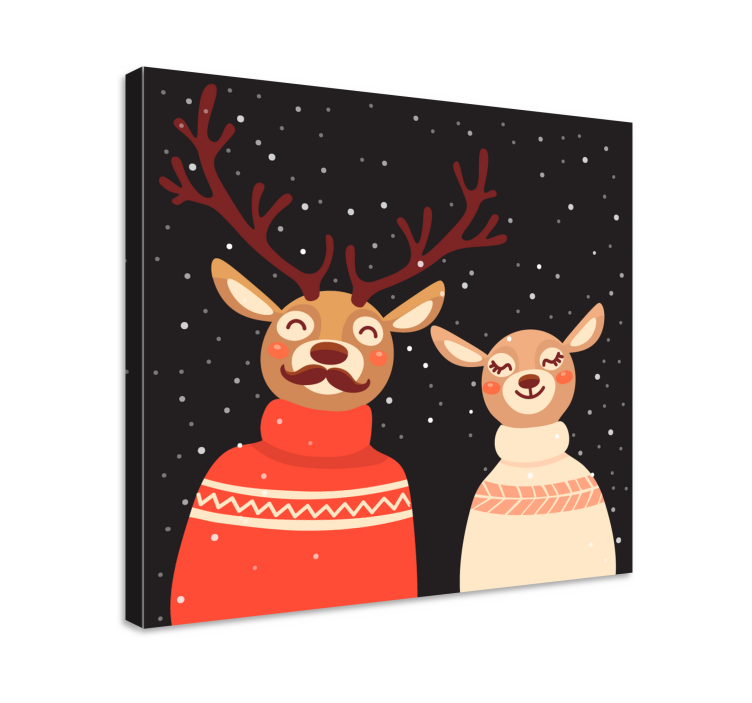 Quadro con cervo coppia di renne festive - TenStickers