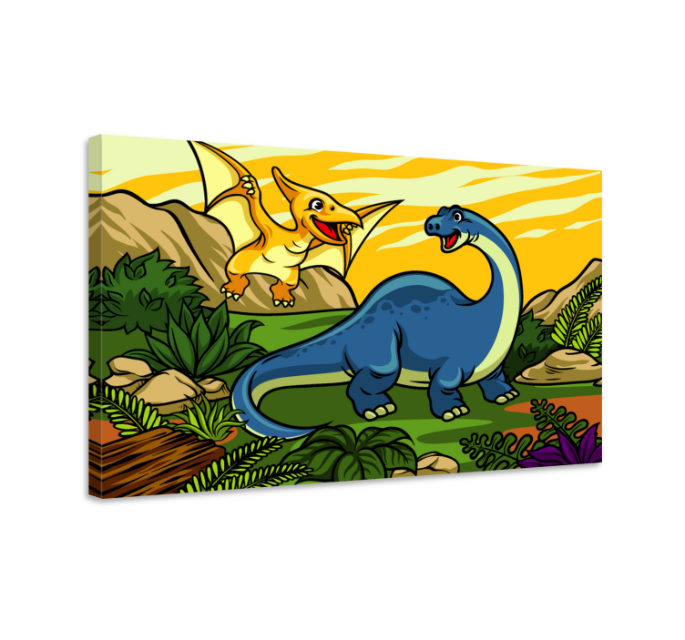 Dipinto dinosauri felici dinosauri che giocano - TenStickers