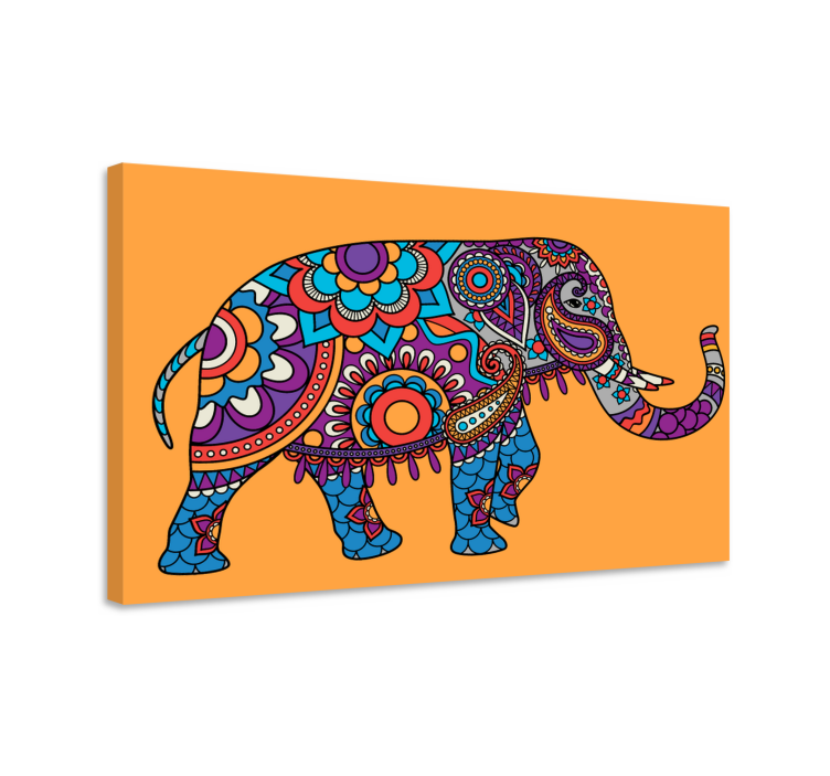 Quadro con elefanti effetto mandala - TenStickers