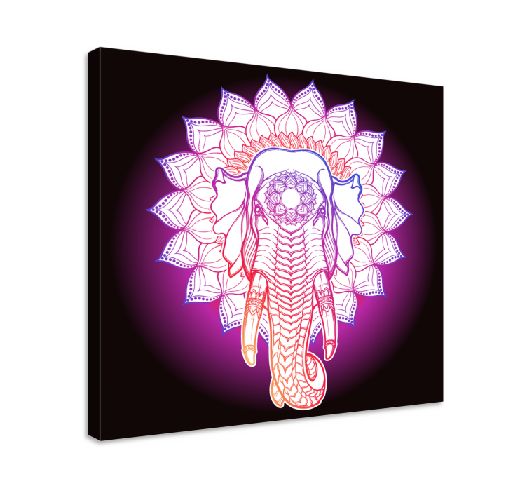 Quadro con elefanti mandala di elefante maestoso - TenStickers