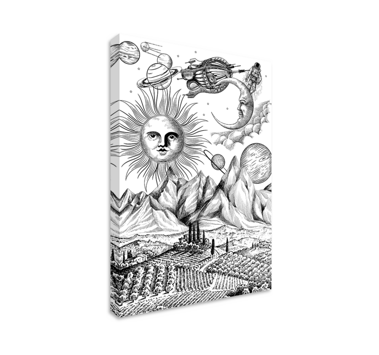 Quadro astratto sole e pianeti - TenStickers