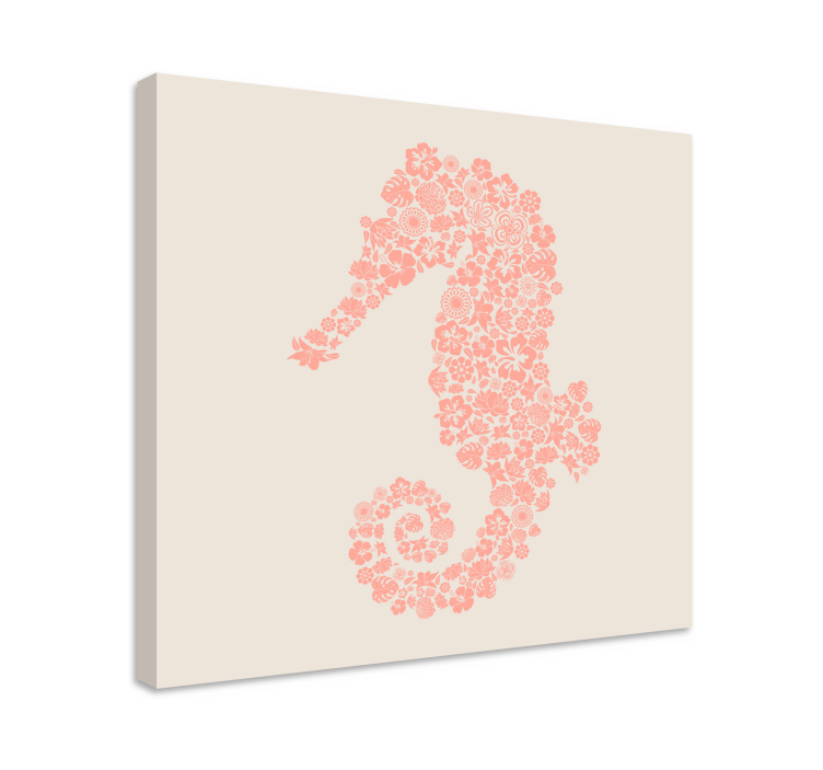 Quadro con elefanti design floreale cavallucci marini - TenStickers