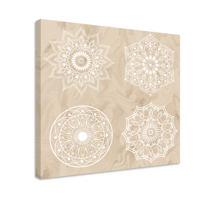Quadro con quattro strutture a mandala beige - TenStickers