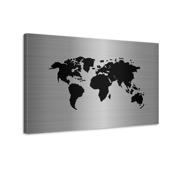 Quadro mappamondo mappa del mondo nera - TenStickers