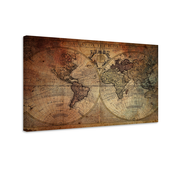 Quadro mappamondo carta geografica vintage - TenStickers