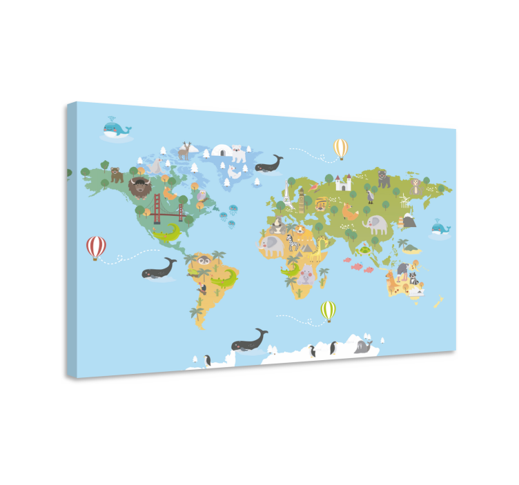 Quadro mappamondo mappa animale fantasiosa - TenStickers