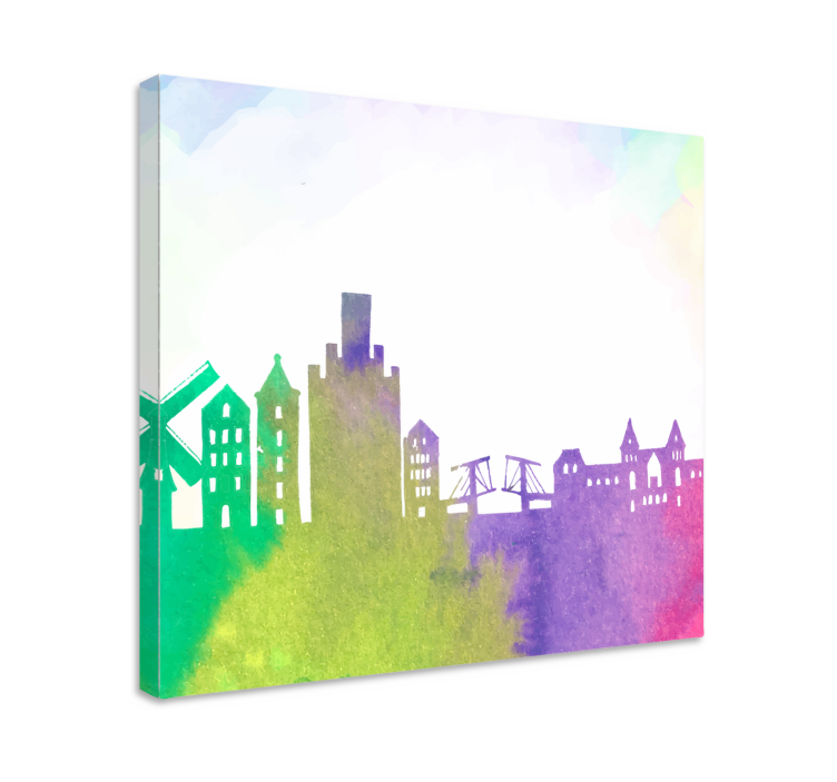 Quadro città e paesi silhouette urbana skyline - TenStickers