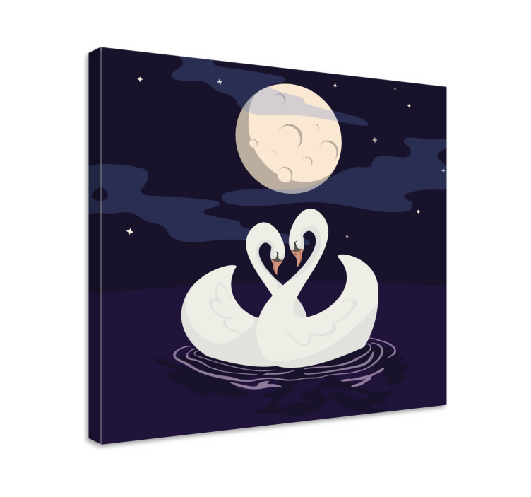 Quadro con animali e insetti cigni nell'abbraccio della luna - TenStickers