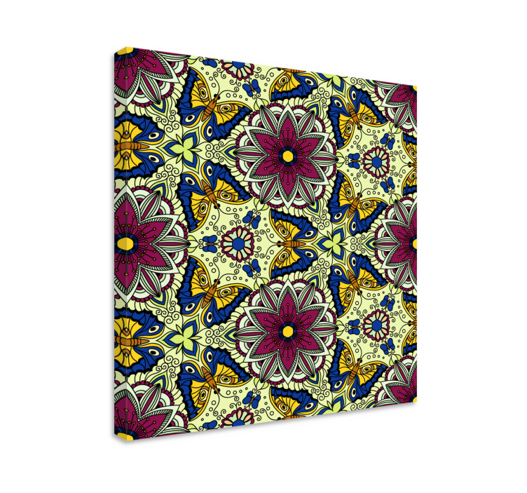 Dipinto fiori e piante motivo farfalle floreali - TenStickers