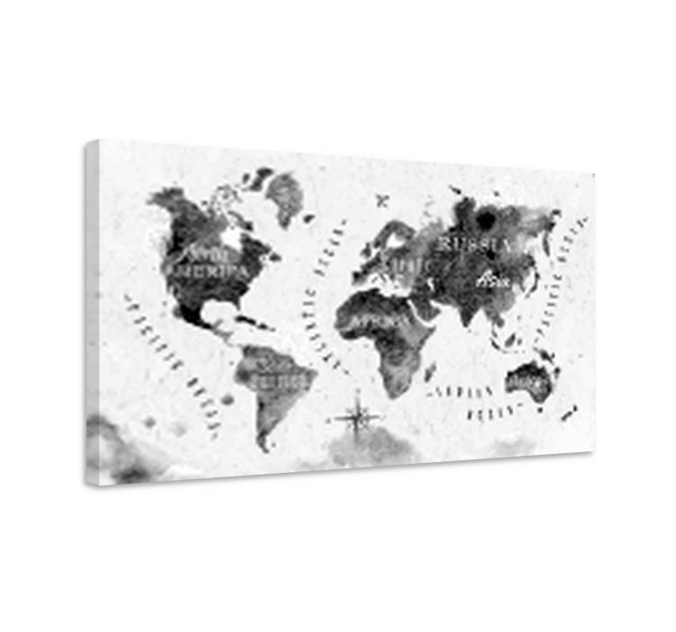 Quadro mappamondo mappa del mondo monocromatica - TenStickers