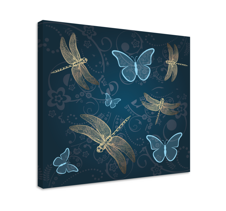 Quadro con libellule Farfalle in blu con - TenStickers