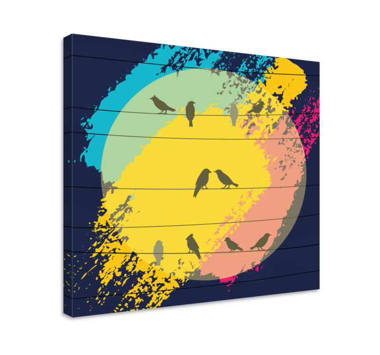 Quadro con uccelli sagome circolari retrò - TenStickers