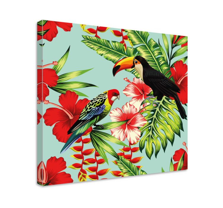 Quadro con animali e insetti uccelli tropicali fiori - TenStickers