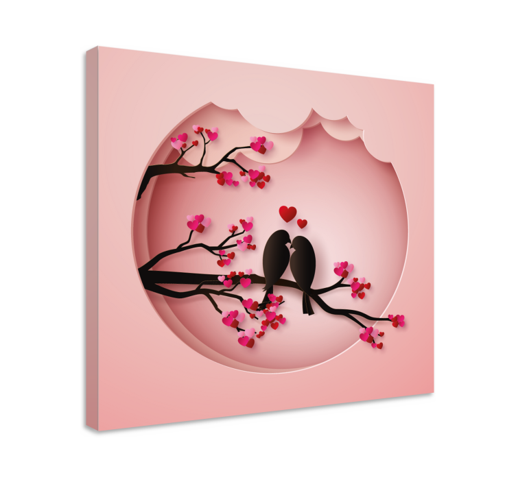 Quadro con uccelli Uccelli moderni che si baciano - TenStickers