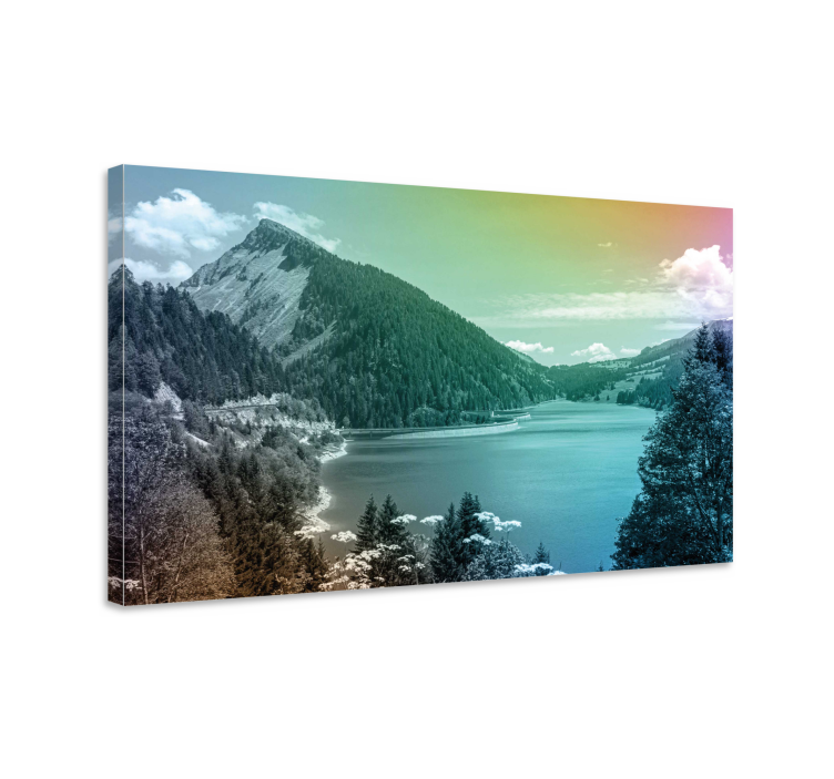 Quadro paesaggio vista di un lago montano - TenStickers