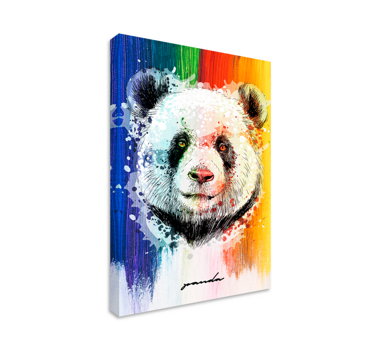 Quadro con animali e insetti ritratto di panda colorato - TenStickers