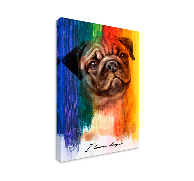 Dipinto cane ritratto di un carinissimo pug - TenStickers