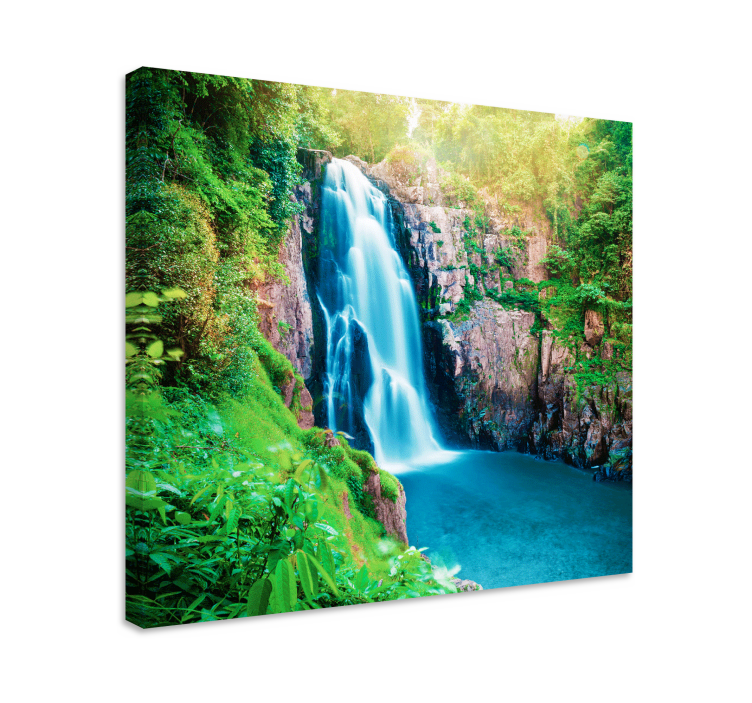 Quadro paesaggio scena di cascata lussureggiante - TenStickers