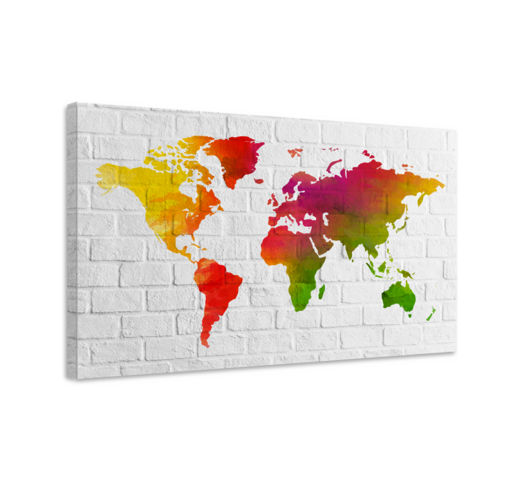 Quadro mappamondo mappa del mondo colorata - TenStickers