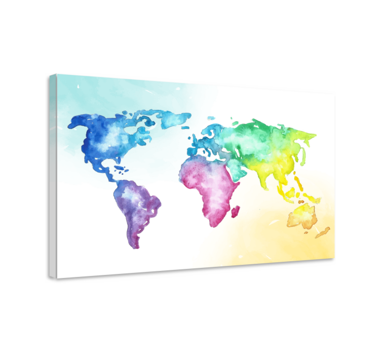 Quadro mappamondo atlante globale ad acquerello - TenStickers