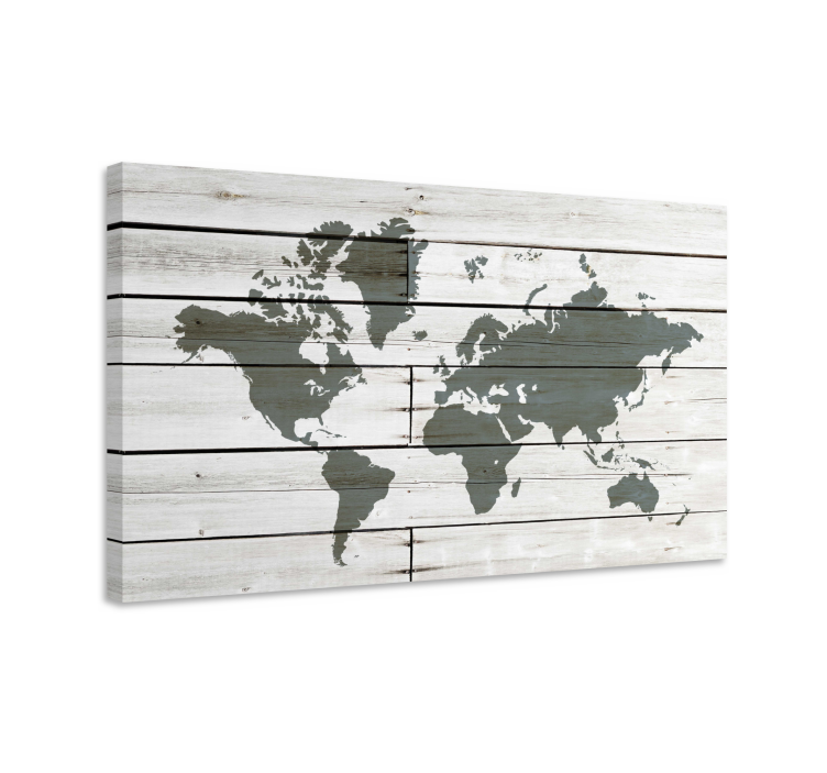 Quadro mappamondo Legno grigio wooden - TenStickers