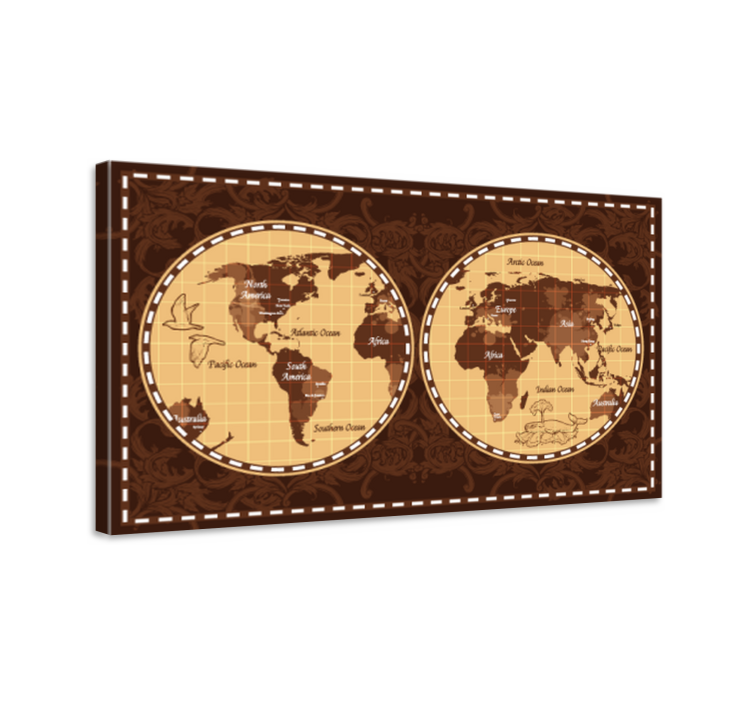 Quadro mappamondo atlante globale retro - TenStickers